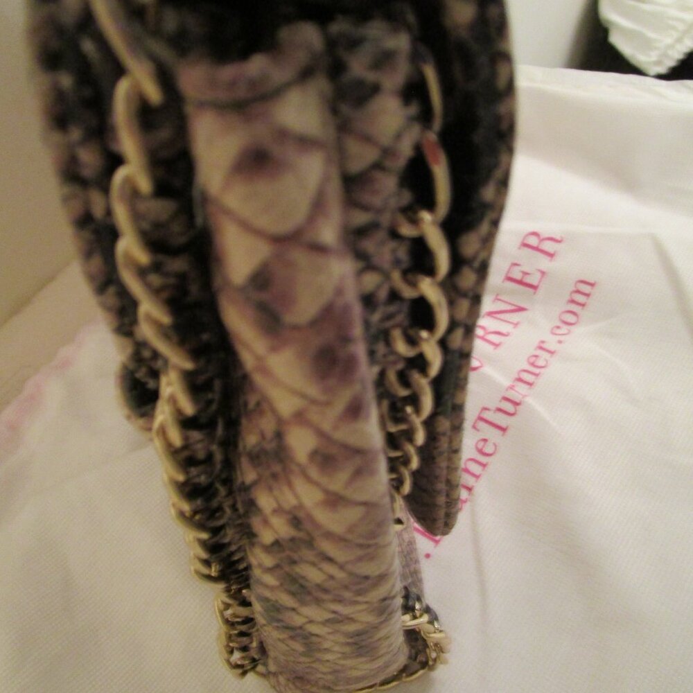 Elaine Turner Nala Python-Embossed Shoulder Bag - image 8